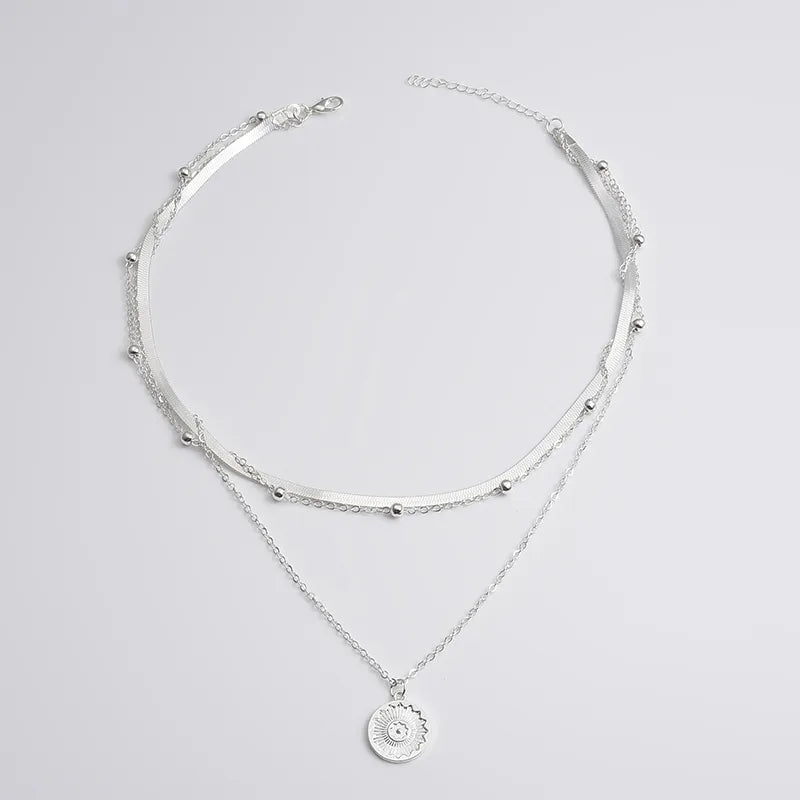 Elegant Sterling Silver Three-Layer Necklace